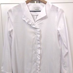 Yuppe (Korean Brand) Frill Open shirt white